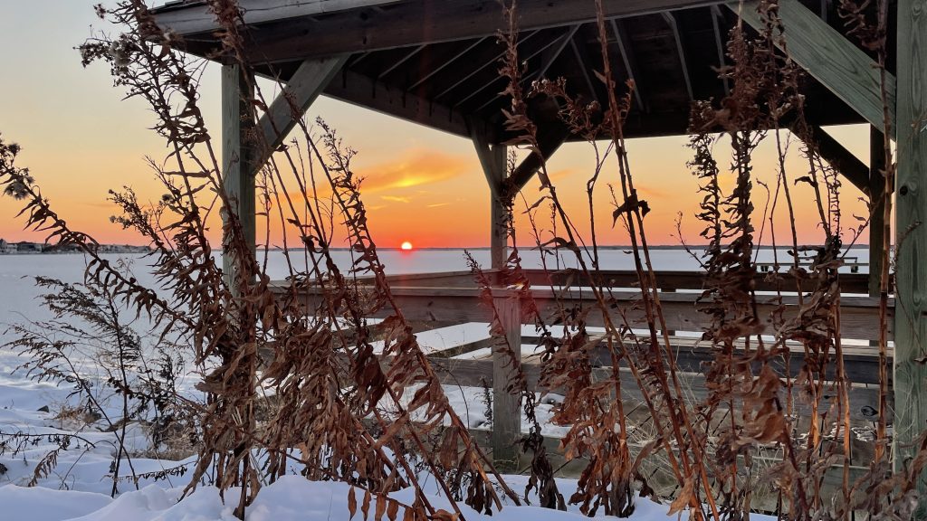 A fiery sunset on Barnegat Bay following the Jan. 2022 nor'easter, Jan. 31, 2022. (Photo: Daniel Nee)