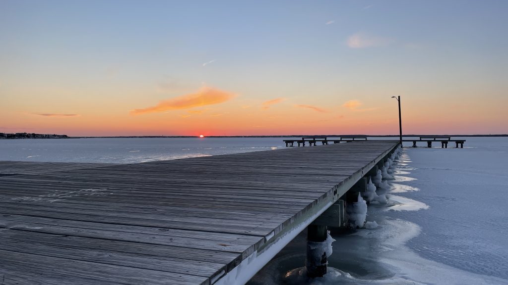 A fiery sunset on Barnegat Bay following the Jan. 2022 nor'easter, Jan. 31, 2022. (Photo: Daniel Nee)