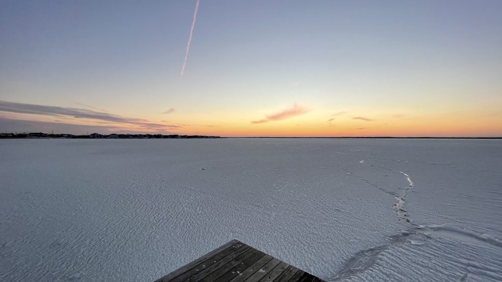 A fiery sunset on Barnegat Bay following the Jan. 2022 nor'easter, Jan. 31, 2022. (Photo: Daniel Nee)