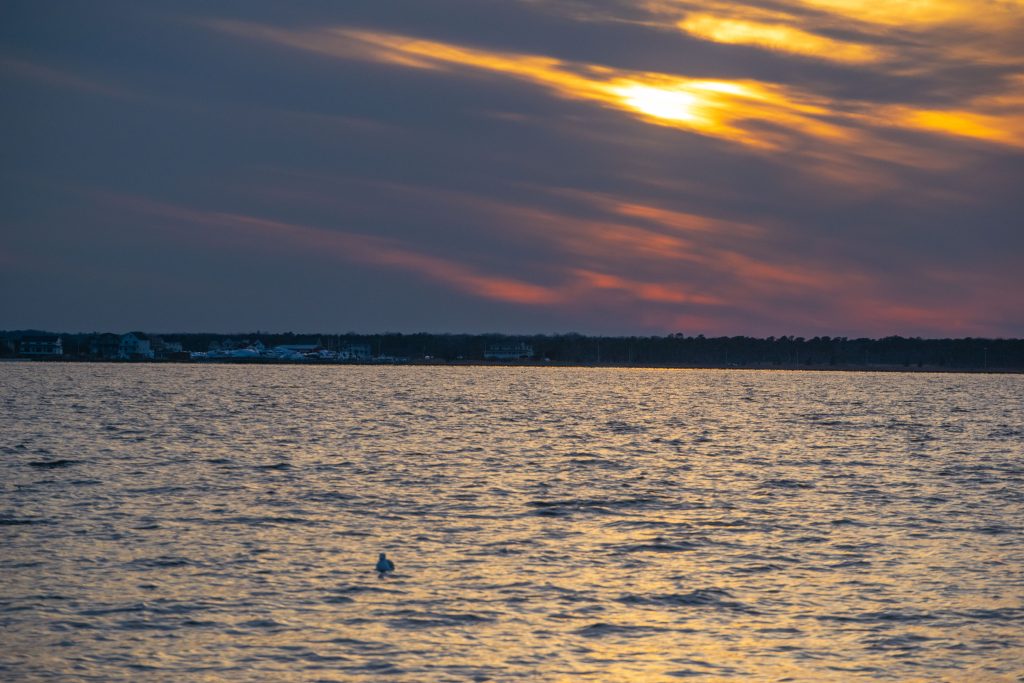 A glowing sunset with signs of spring, Feb. 26, 2022, in Seaside Park, N.J. (Photo: Daniel Nee)
