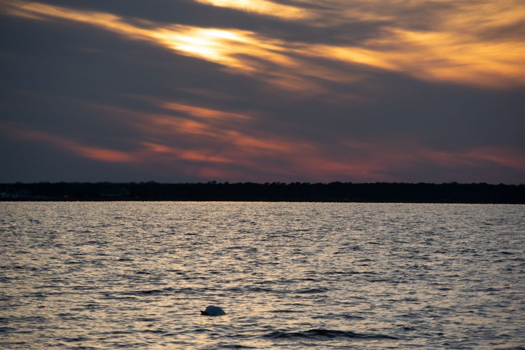 A glowing sunset with signs of spring, Feb. 26, 2022, in Seaside Park, N.J. (Photo: Daniel Nee)