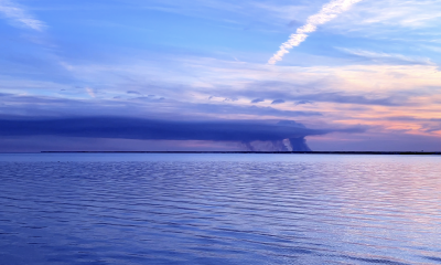 Clouds, rays and smoke from a controlled burn over Barnegat Bay, March 8, 2022. (Photo: Daniel Nee)