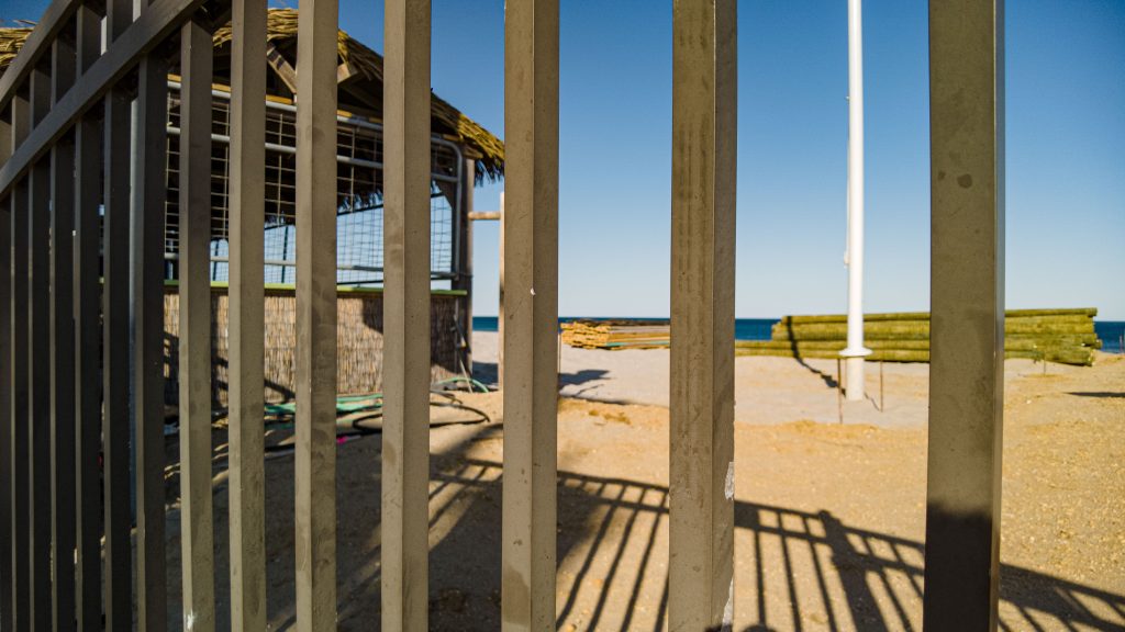 Funtown Pier, with materials staged for reconstruction, March 2022, Seaside Park, N.J. (Photo: Daniel Nee)