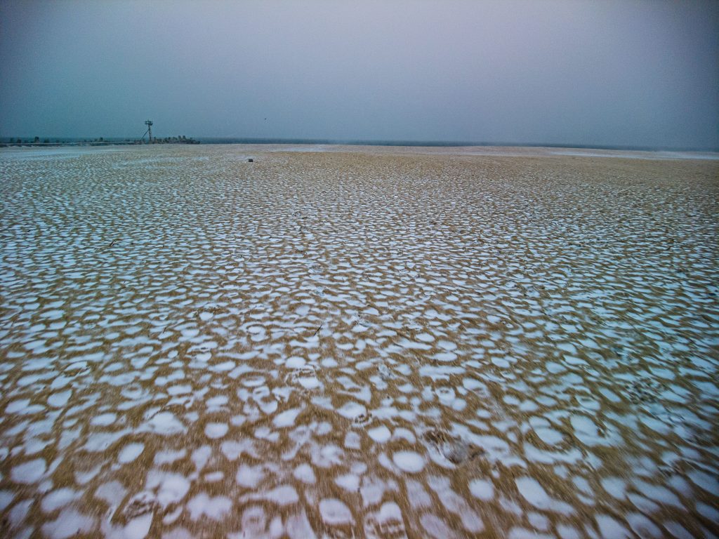 A frozen beach in Point Pleasant Beach, N.J., during a storm March 12, 2022. (Photo: Daniel Nee)