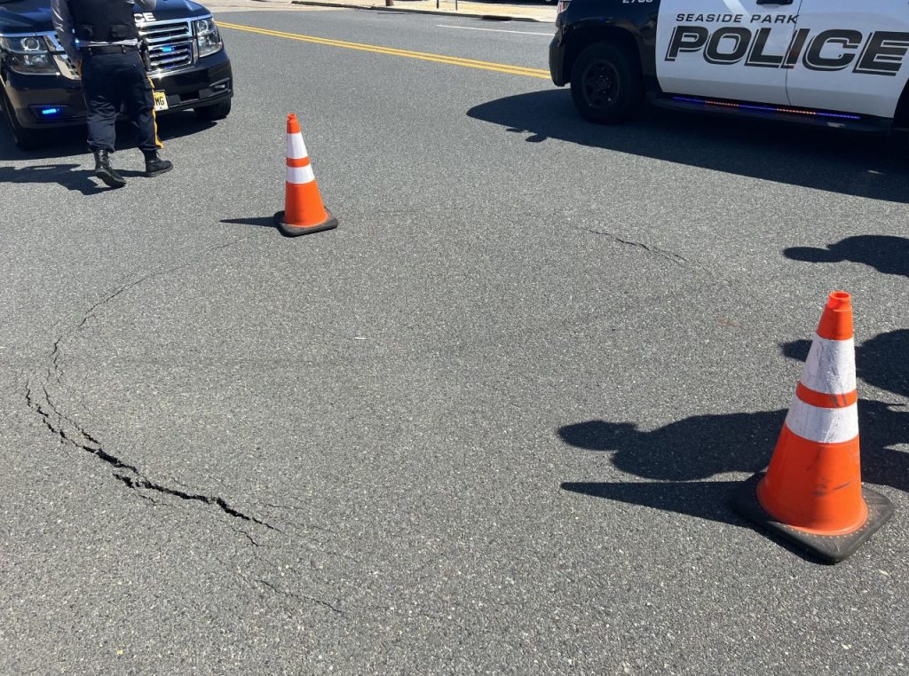 A sink hole in Seaside Park. (Credit: Seaside Park Police Department)