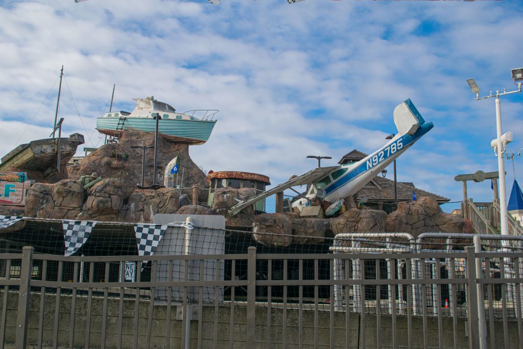 A Cessna 182N Skylane on display at Smuggler's Quay Adventure Golf, at Casino Pier in Seaside Heights, N.J., May 2022. (Photo: Daniel Nee)