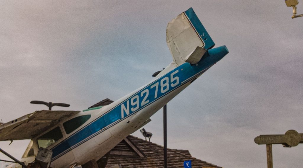 A Cessna 182N Skylane on display at Smuggler's Quay Adventure Golf, at Casino Pier in Seaside Heights, N.J., May 2022. (Photo: Daniel Nee)