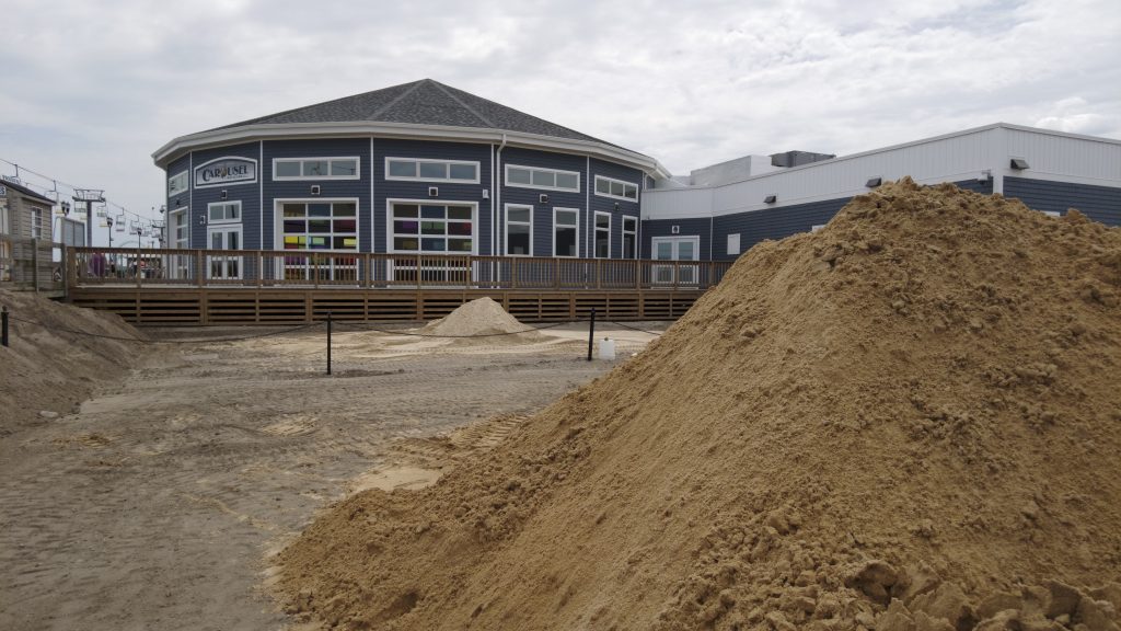 Truckloads of 150 tons of sand were delivered to Seaside Heights, June 21, 2022. (Photo: Daniel Nee)