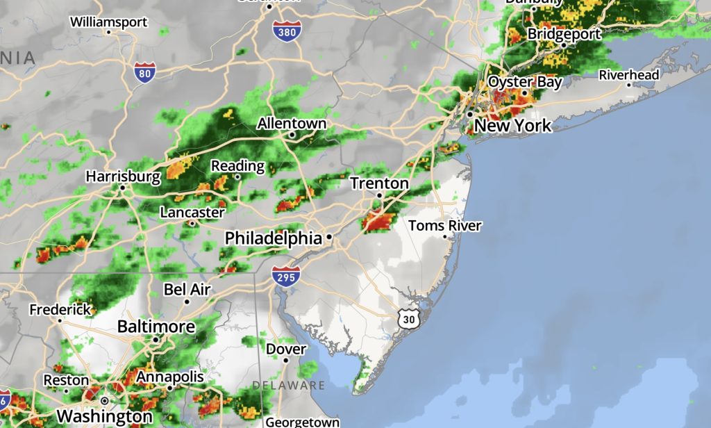 The weather radar at 4:55 p.m., June 2, 2022. (Credit: NWS)