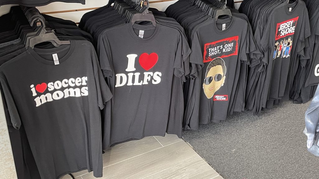Tasteless merchandise being sold on the Seaside Heights boardwalk is raising eyebrows, July 2022. (Photo: Daniel Nee)