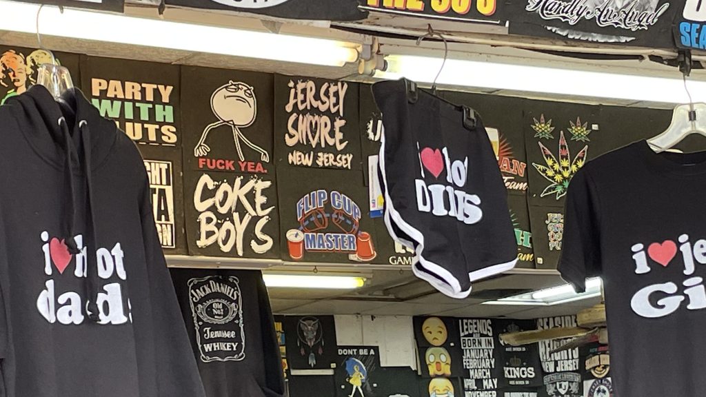 Tasteless merchandise being sold on the Seaside Heights boardwalk is raising eyebrows, July 2022. (Photo: Daniel Nee)