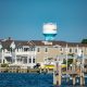 The Lavallette water tower, flanked by West Point Island. (Photo: Daniel Nee)