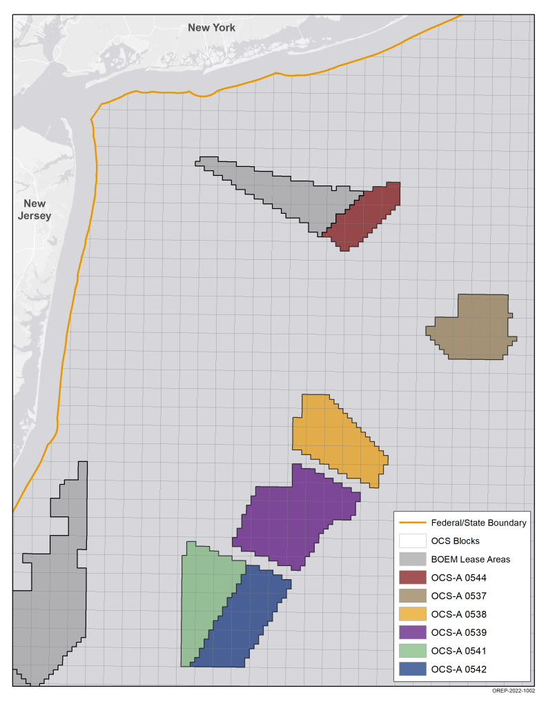 Future offshore wind farm sites off the New Jersey coast. (Source: NJDEP)