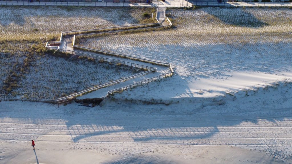 An aerial view of damage in Ortley Beach following the passage of the remnants of Hurricane Ian, Oct. 7, 2022. (Photo: Daniel Nee)