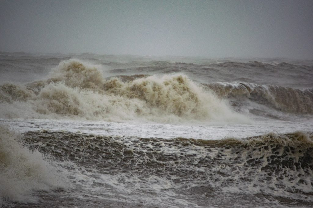 Intense waves pound beaches in Ocean County, N.J., Oct. 3, 2022. (Photo: Daniel Nee)