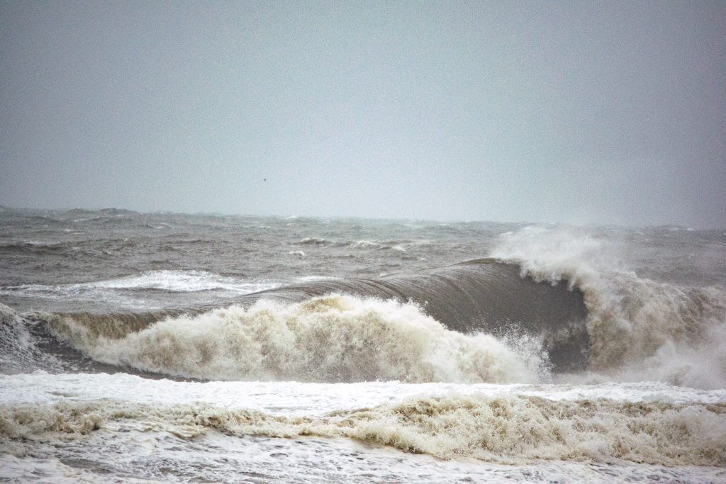 Intense waves pound beaches in Ocean County, N.J., Oct. 3, 2022. (Photo: Daniel Nee)