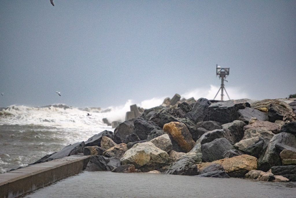 Intense waves pound beaches in Ocean County, N.J., Oct. 3, 2022. (Photo: Daniel Nee)