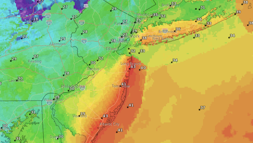 Maximum wind gust forecast from the NWS for Nov. 11-12, 2022. (Credit: NWS)