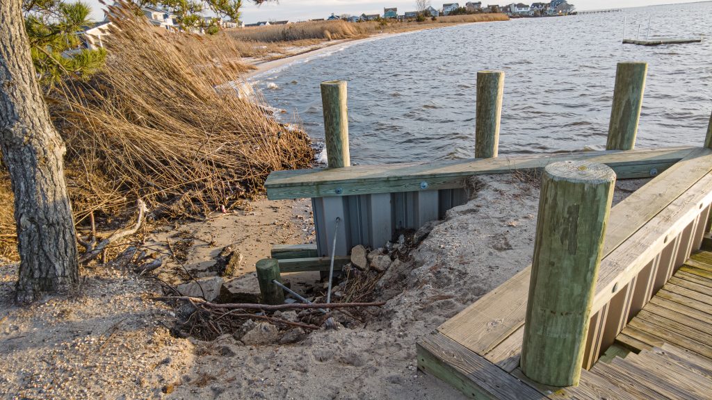 Erosion near the 14th Avenue Pier in Seaside Park, N.J., Feb. 2023. (Photo: Daniel Nee)