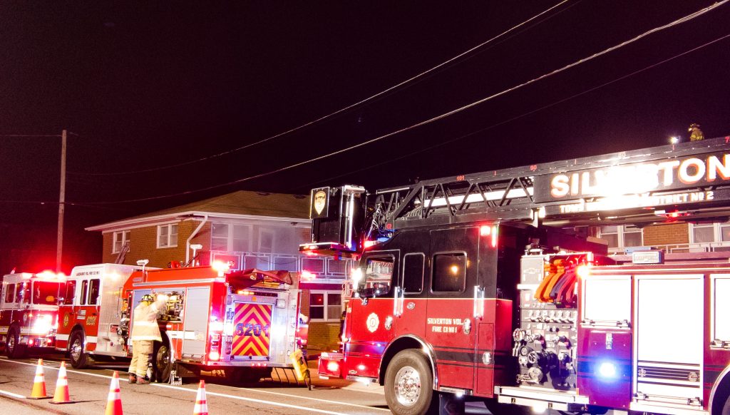 Firefighters drill at the former Park Central Apartments, Seaside Park, N.J., Feb. 23, 2023. (Photo: Daniel Nee)