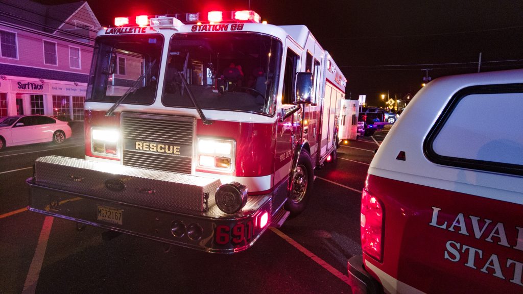 Firefighters drill at the former Park Central Apartments, Seaside Park, N.J., Feb. 23, 2023. (Photo: Daniel Nee)