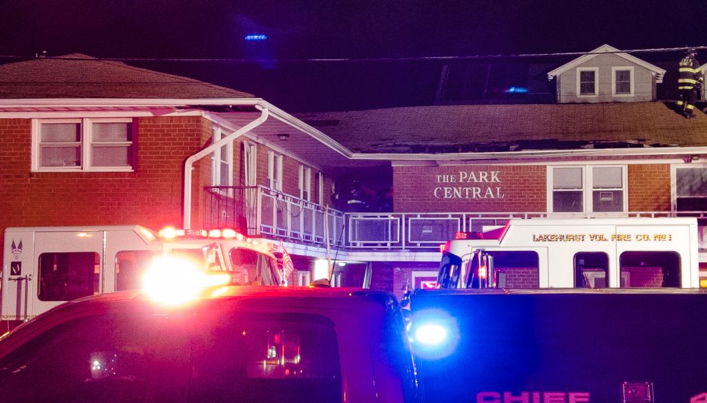 Firefighters drill at the former Park Central Apartments, Seaside Park, N.J., Feb. 23, 2023. (Photo: Daniel Nee)