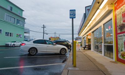 Vehicles park in angled spaces in Seaside Heights, Feb. 2023. (Photo: Daniel Nee)
