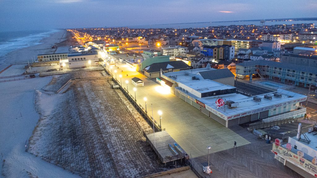 Progress on the Seaside Heights boardwalk replacement project, Feb. 7, 2023. (Photo: Daniel Nee)