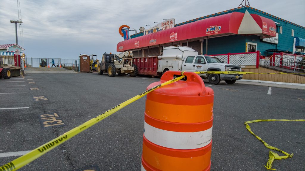 Progress on the Seaside Heights boardwalk replacement project, Feb. 7, 2023. (Photo: Daniel Nee)