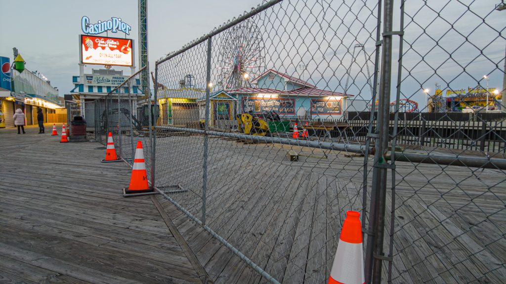 Progress on the Seaside Heights boardwalk replacement project, Feb. 7, 2023. (Photo: Daniel Nee)