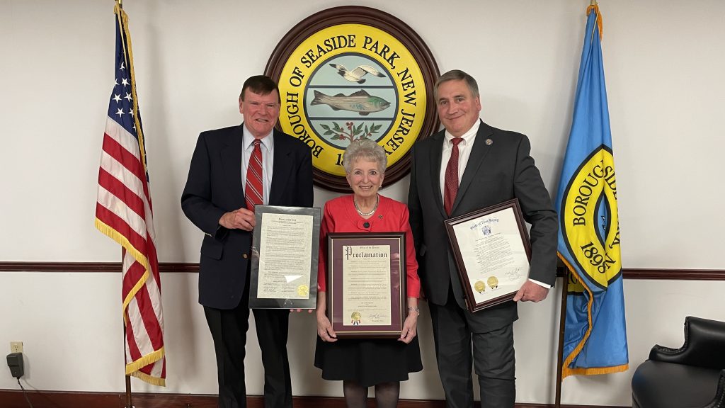 Officials mark the 125th aniversary of the founding of Seaside Park, March 9, 2023. (Photo: Shorebeat)