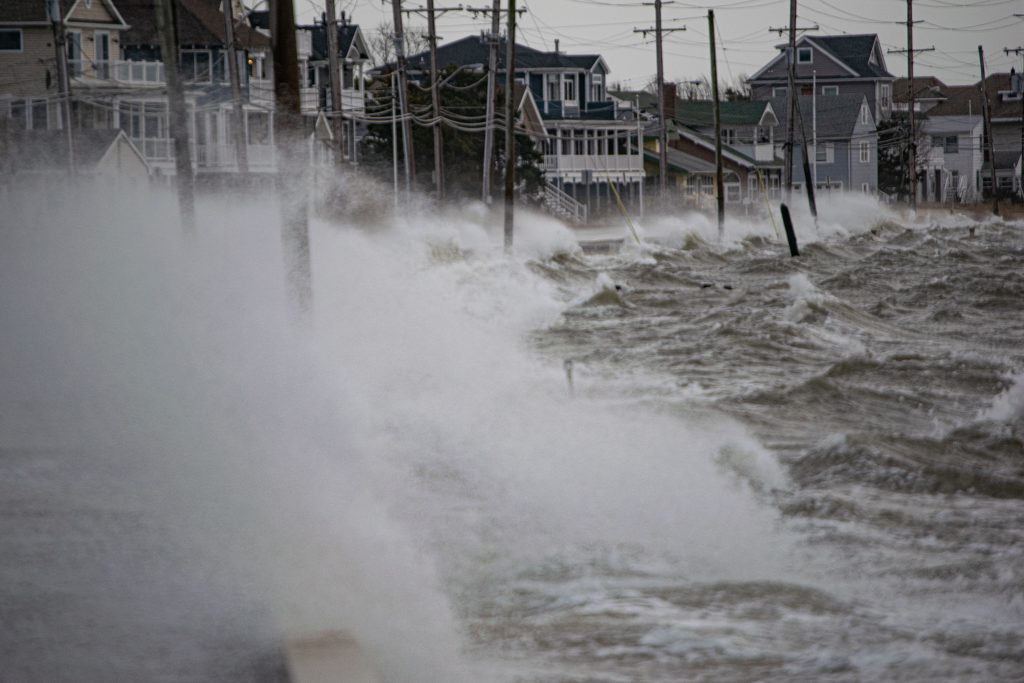 Wind-driven waves batter the Jersey Shore on Barnegat Bay, March 14, 2023. (Photo: Daniel Nee)