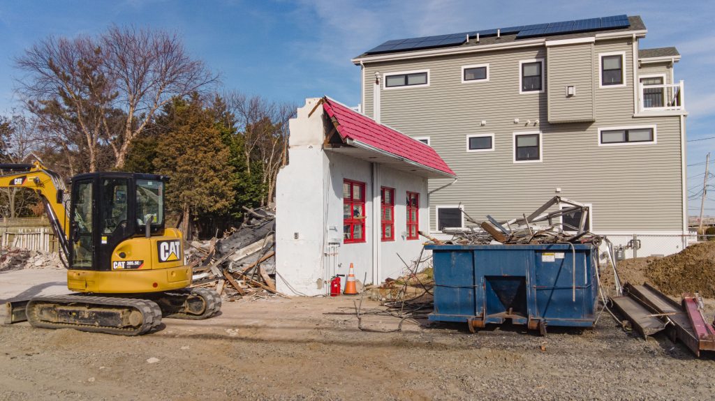Demolition crews take down the former Southern Service Center in Seaside Park, N.J., March 20-21, 2023. (Photo: Daniel Nee)