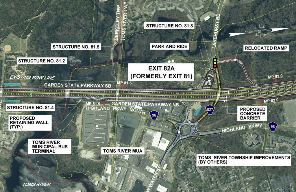 Proposed changes to the Garden State Parkway interchanges in the Toms River area. (Credit: NJ Turnpike Authority)