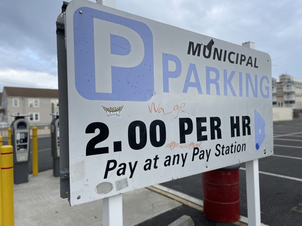 The municipal parking lot in Seaside Heights on Grant Avenue, which will be part of a forthcoming parking study, May 2023. (Photo: Shorebeat)