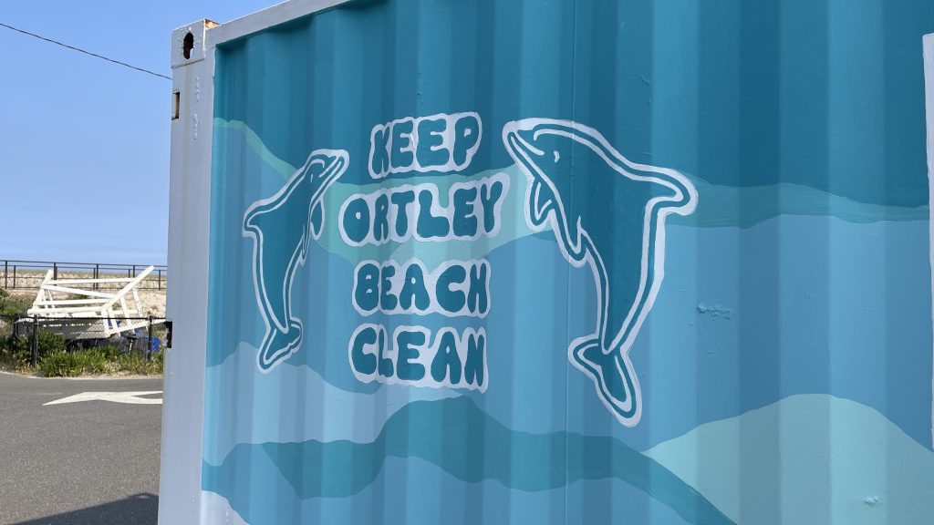 A mural painted on a storage container in Ortley Beach by Toms River High School East students, May 2023. (Photo: Shorebeat)
