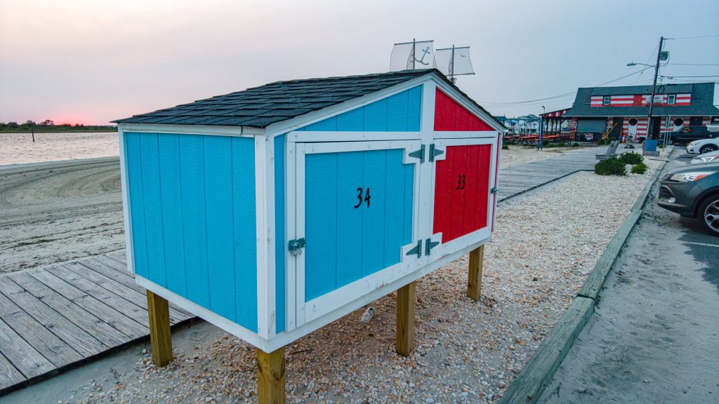 Beach lockers in Seaside Heights, N.J.'s Sunset Beach. (Photo: Shorebeat)