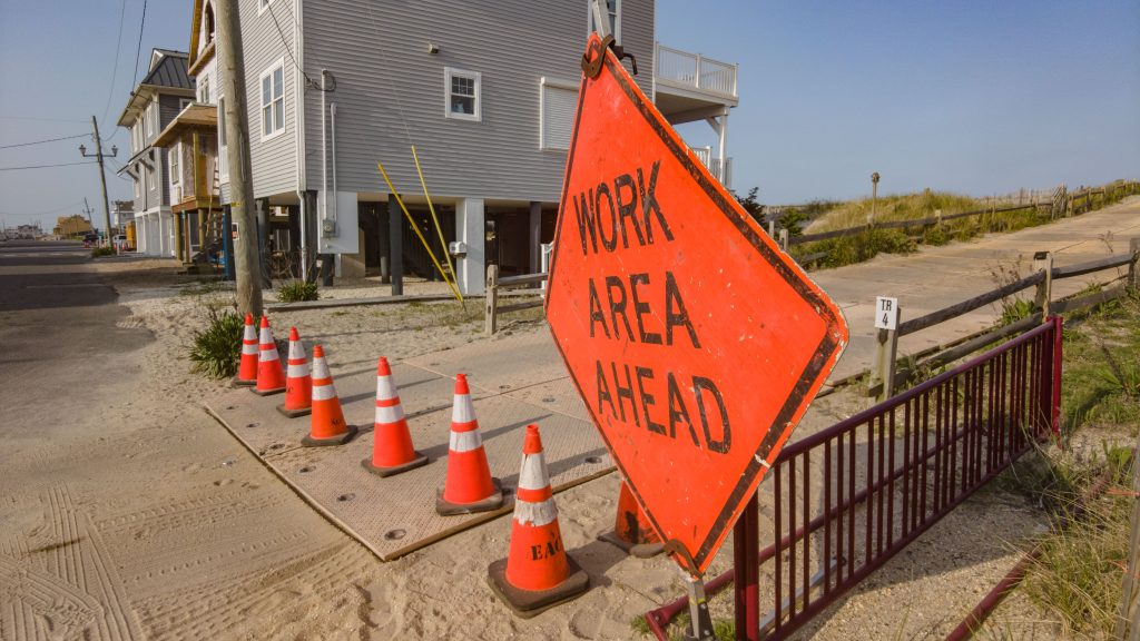 Repair work gets underway in Ortley Beach, N.J. to restore access points and the beach berm, May 2023. (Photo: Shorebeat)