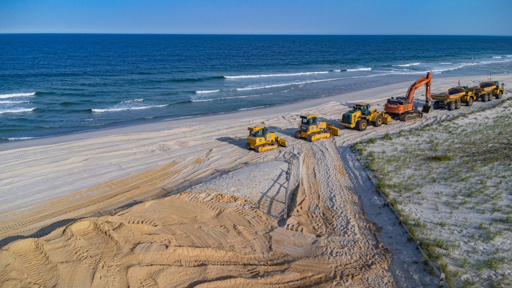 Repair work gets underway in Ortley Beach, N.J. to restore access points and the beach berm, May 2023. (Photo: Shorebeat)