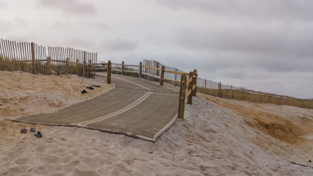 The beach entrance at Fifth Avenue in Ortley Beach, where some residents say dunes are too steep, June 2023. (Photo: Shorebeat)