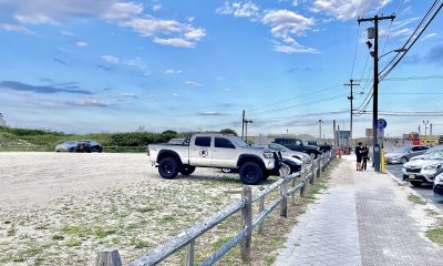 The Hiering Avenue parking facility, where a shower and changing facility has been proposed, Aug. 2023. (Photo: Shorebeat)