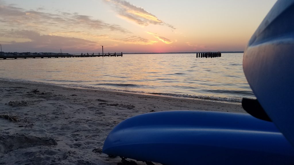 Sunset, Nov. 7, 2023 behind Barnegat Bay at the Lavallette bayfront. (Photo: Shorebeat)