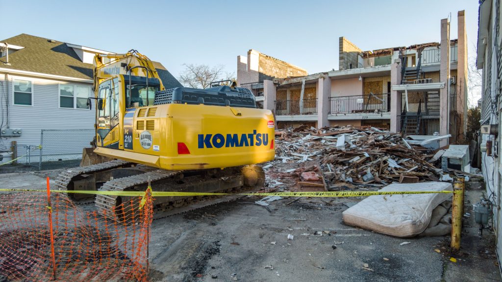 Demolition of the property at 229 Franklin Avenue, Seaside Heights, Dec. 2023. (Photo: Shorebeat)