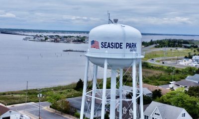 Seaside Park's repainted water tank, May 2024. (Photo: Shorebeat)