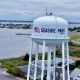 Seaside Park's repainted water tank, May 2024. (Photo: Shorebeat)