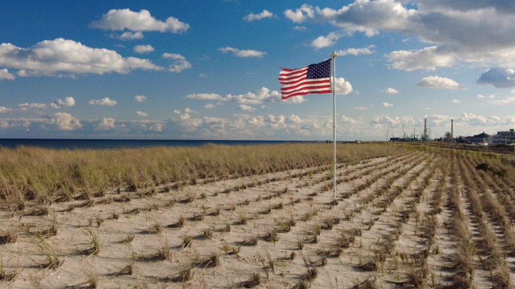 An American flag over the beach in Ortley Beach, N.J. (Photo: Shorebeat)