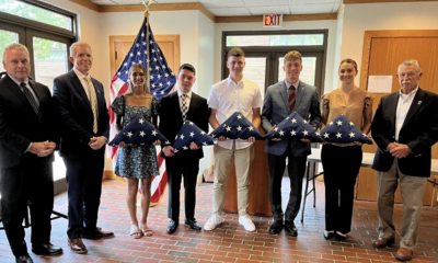 From left: Rep. Chris Smith, Pastor Shawn Hyland, Olivia Palutis of Ocean Township (Monmouth County), Aidan Gravelli of Middletown, Ryan Olmeda of Middletown, Jake Dembowski of Middletown, Morgan Zylinski of Lavallette, and Major General (ret.) Tom Garrett. Not pictured: Leila Castell of Shrewsbury Borough, Katrina Conti of Lacey, and Christina Liggio of Colts Neck. (Photo: U.S. Rep. Chris Smith)