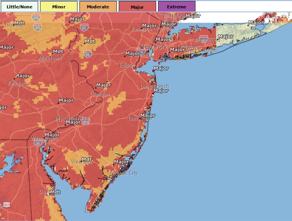 New Jersey's 'heat risk' map for Friday, July 25, 2025. (Credit: NWS)