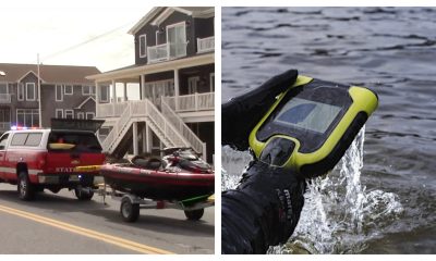 A Lavallette Fire Company vehicle rushes to a water rescue (left); the AquaEye device (right). (File Photos)