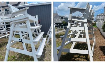 Retired Lavallette lifeguard stands for sale. (Credit: Borough of Lavallette)